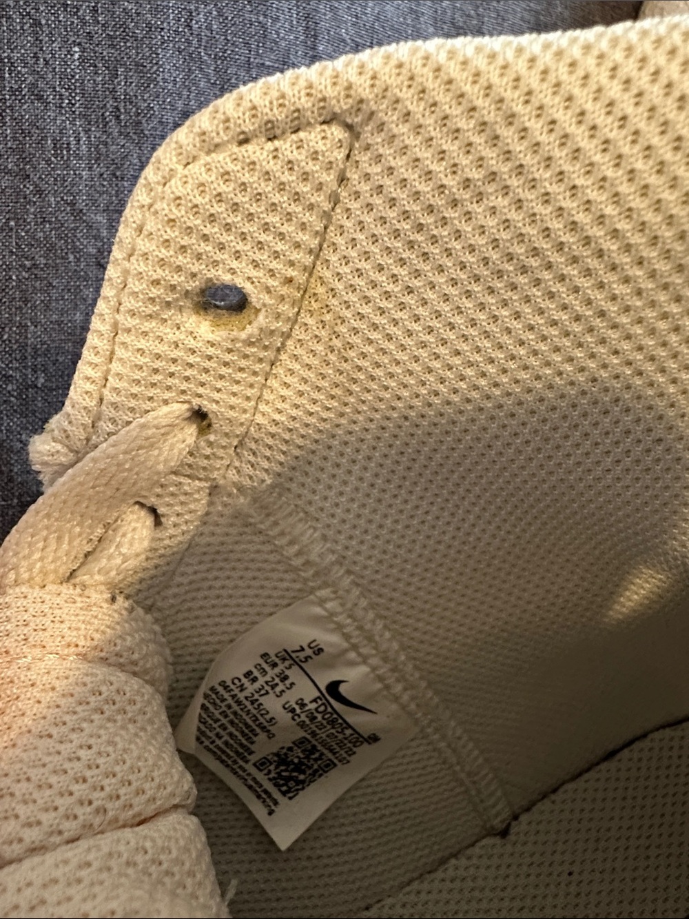 Nike High-Top Sneakers in Cream with dual color Olive and Brown Swoosh - Picture 6 of 6